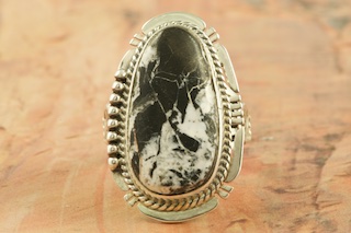s925 White Turquoise ringインディアンジュエリー、ナバホ Treasures of the Southwest: White Buffalo Turquoise Ring